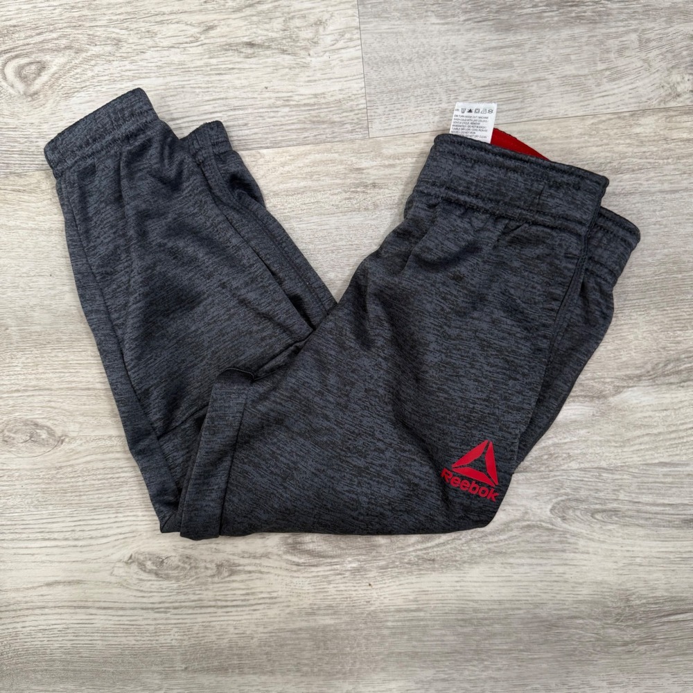 Reebok Kids Jogger Pants Gray Red Logo Athletic Comfort Size 4T